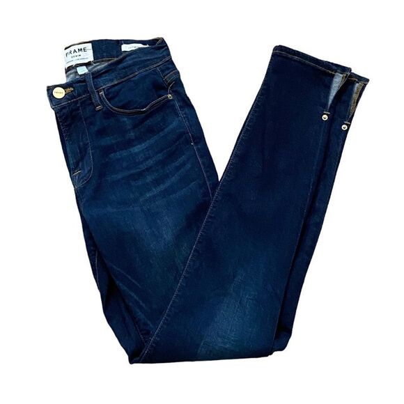 Frame Denim Le High Skinny Jeans Samira Dark Wash Super Stretch Ladies US Sz 26 - Picture 3 of 8